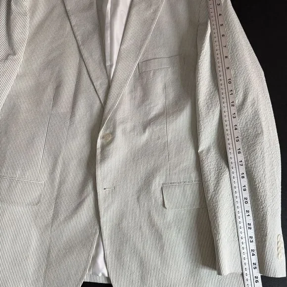 Tommy Hilfiger 48R Blazer Sport Coat Mens Green Seersucker Stripe Cotton - Picture 5 of 11
